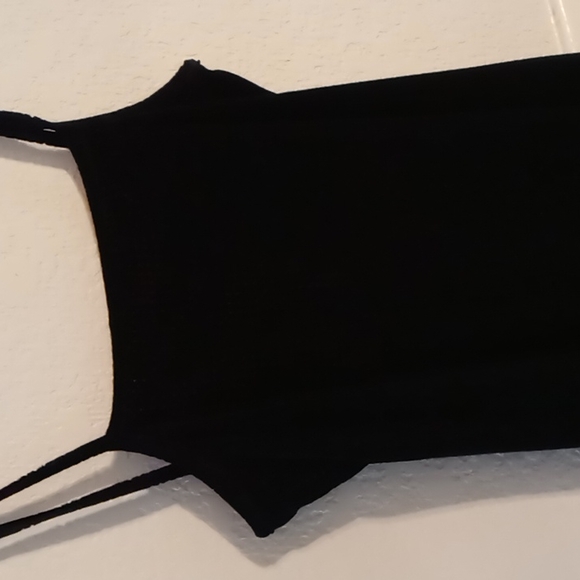 Younique Clothing Juniors Med Black Velour w Pink Underlay Spaghetti Strap Dress - Picture 2 of 8